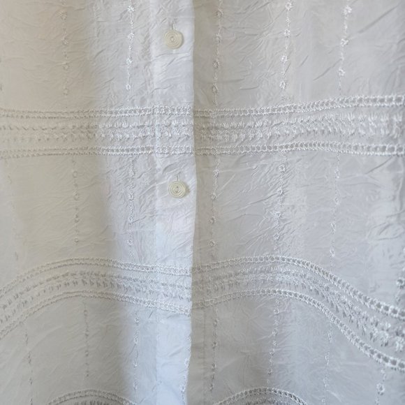 Womens Milano XL White Sheer Button Down Bohemian - Picture 5 of 8